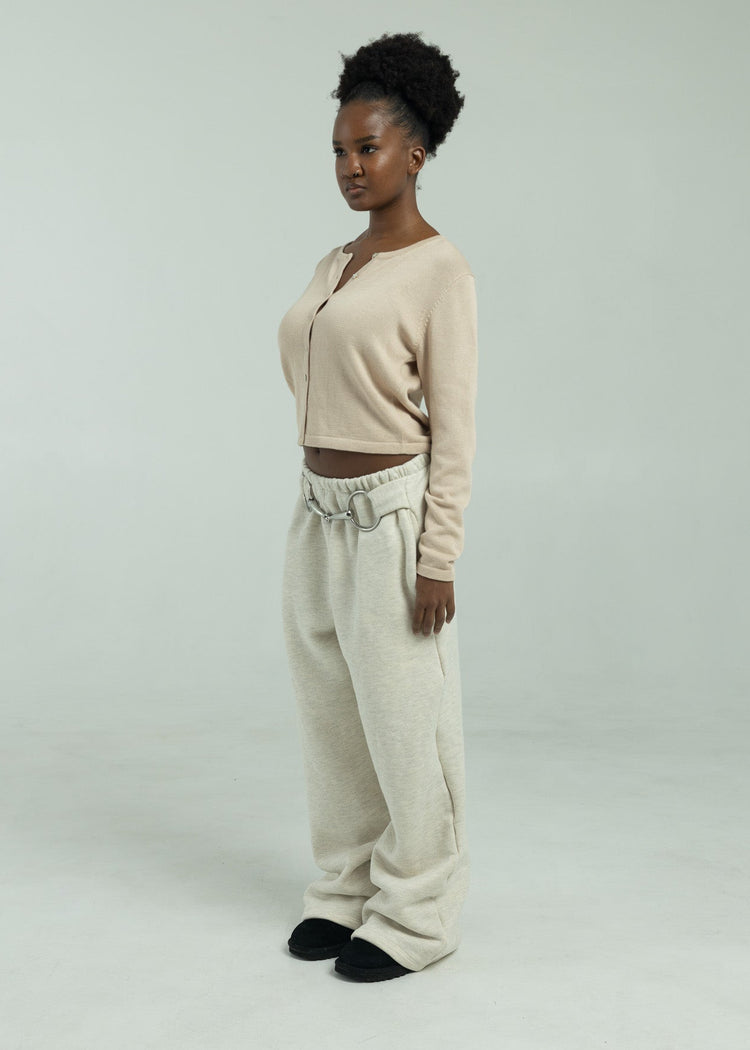 Bit Flared Sweats- Pebble