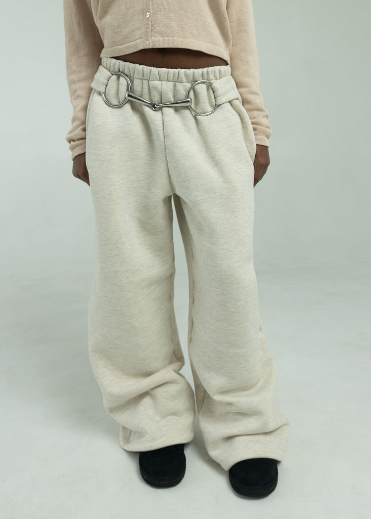 Bit Flared Sweats- Pebble