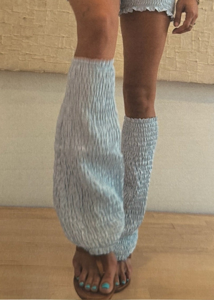 model wearing ancient water magic leg warmers main photo