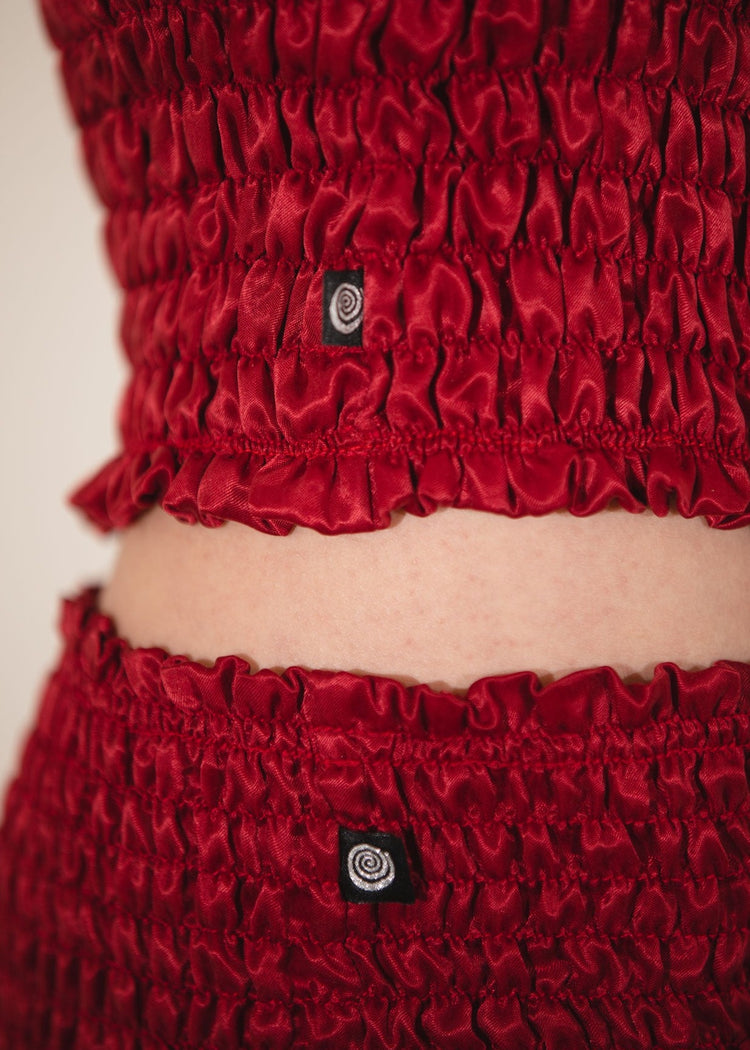 Gathered Mini Skirt- Ruby