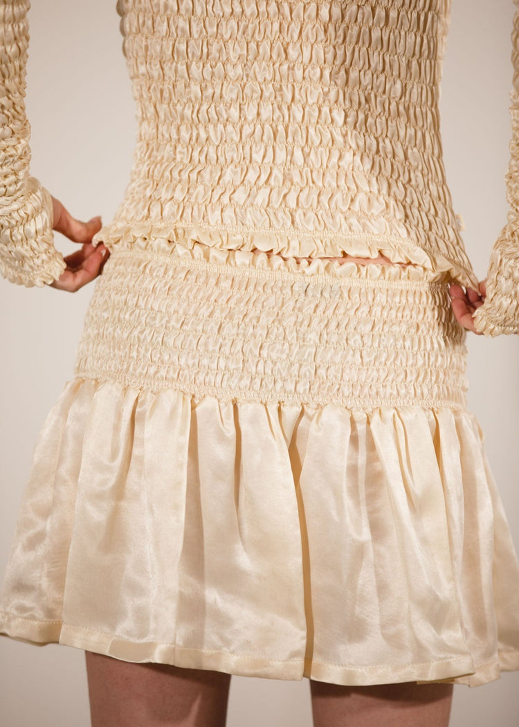 Gathered Mini Skirt- Honey Butter