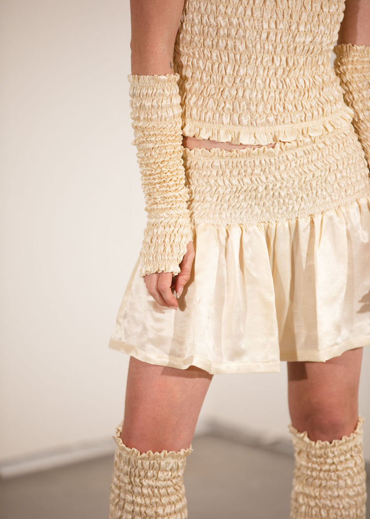 Gathered Mini Skirt- Honey Butter