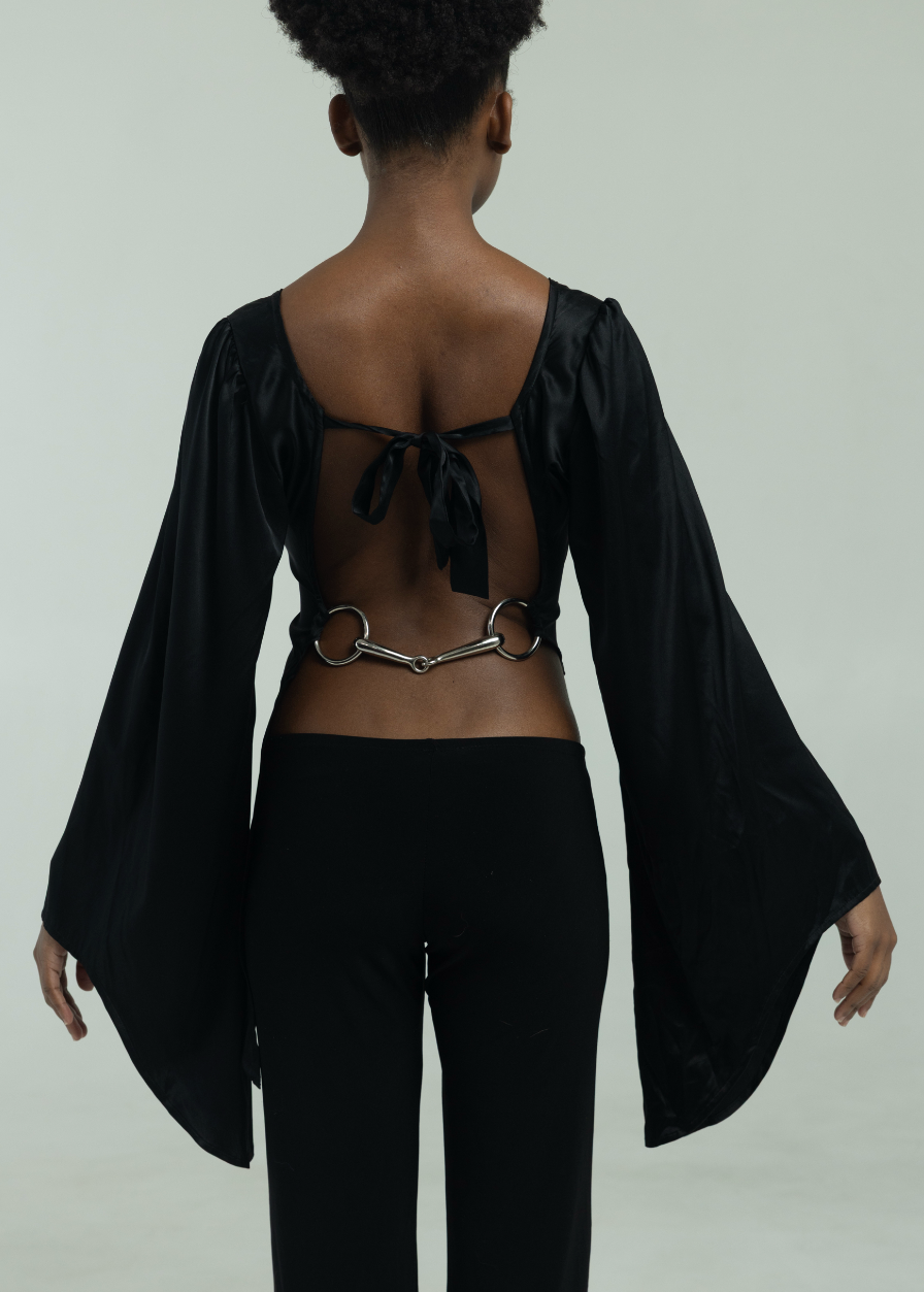 Angel Wings Bit Blouse- Black