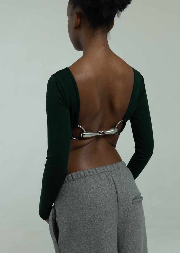 Long Sleeve Bit Crop Top- Scarab