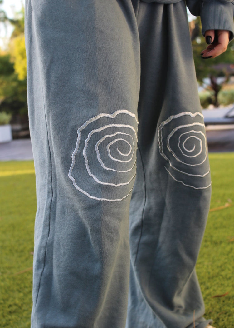 Metallic Spiral Flared Sweats