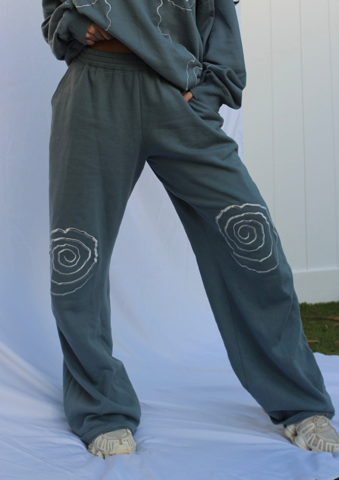 Metallic Spiral Flared Sweats