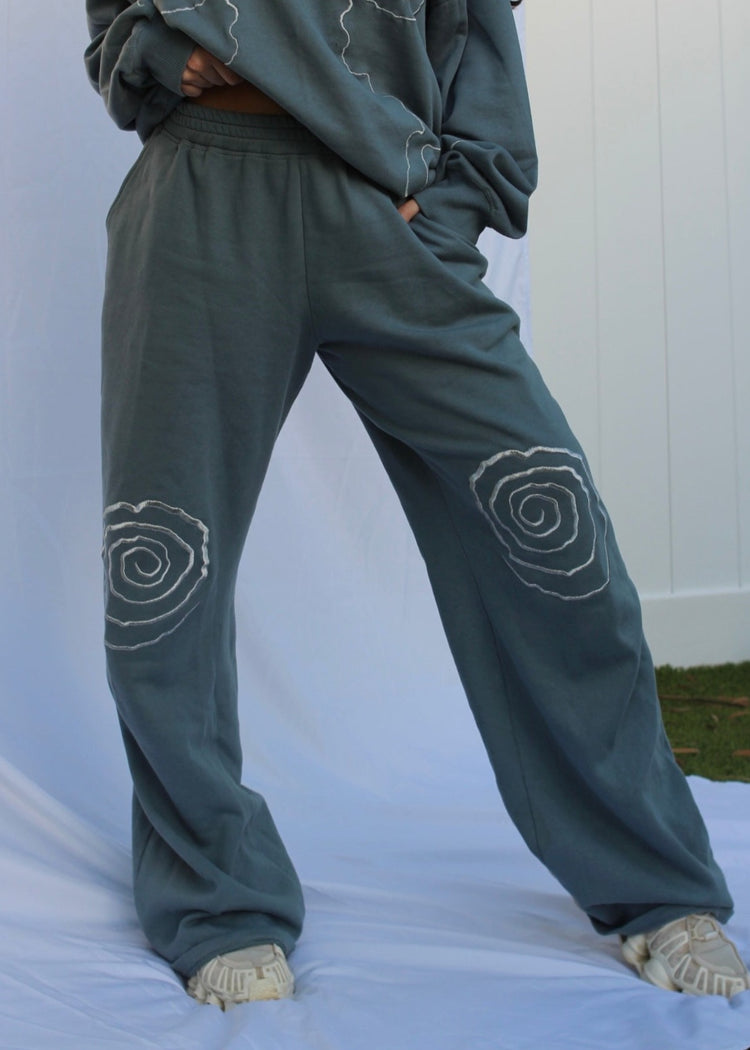 Metallic Spiral Flared Sweats