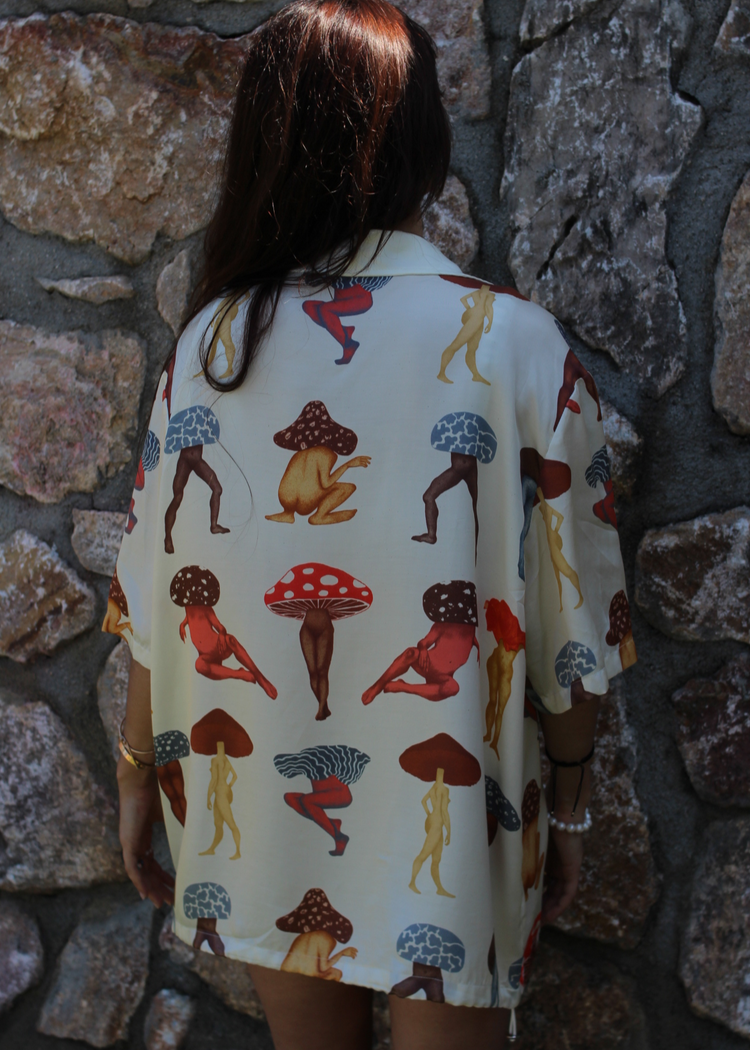 tastefully trippy comfortable magic mushroom eco friendly bowling top